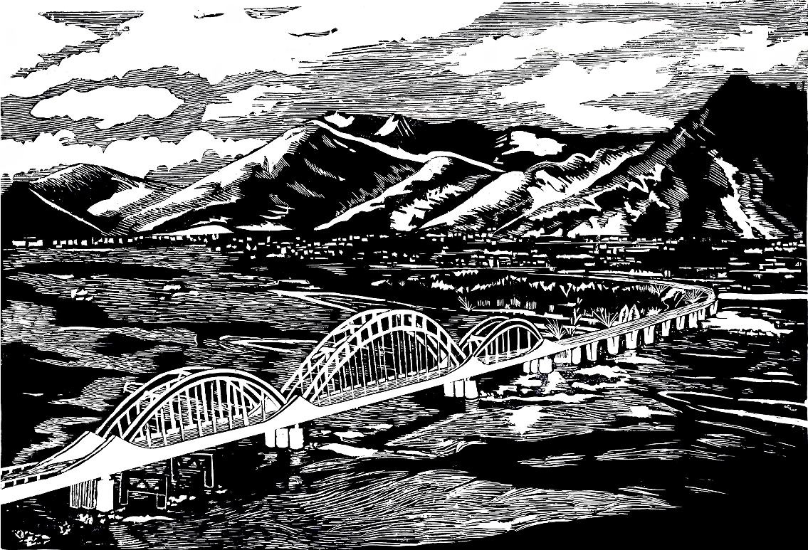 2017级美术学专业孙悦——版画作品《西藏拉萨大桥》